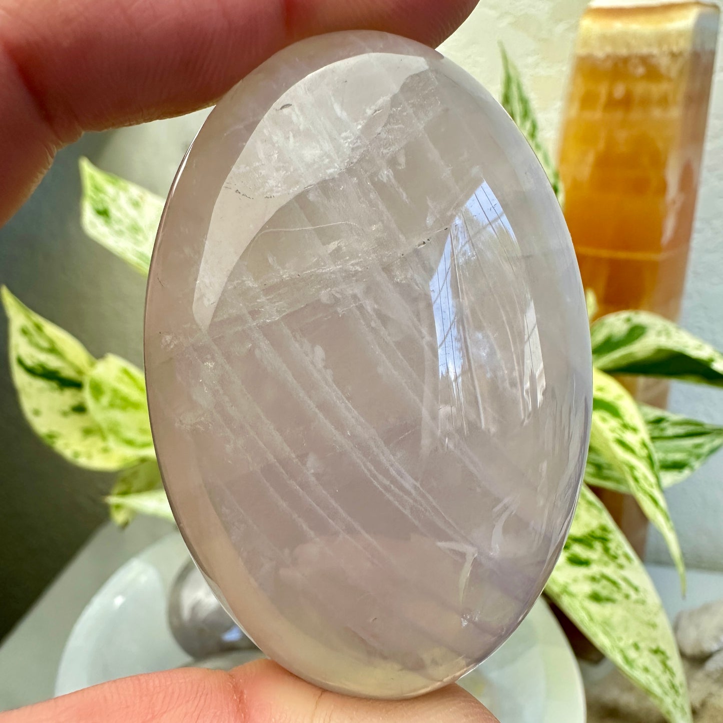 Blue Rose Quartz Palm Stones