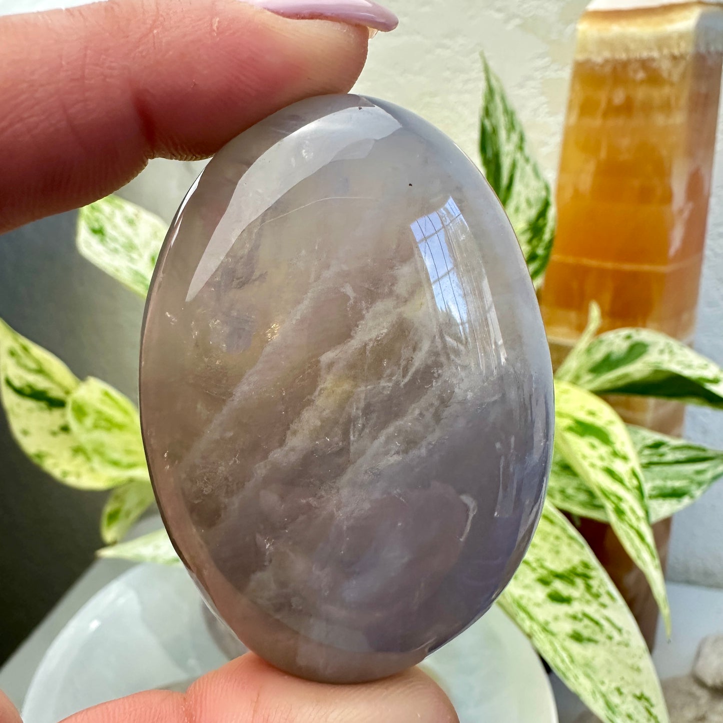 Blue Rose Quartz Palm Stones
