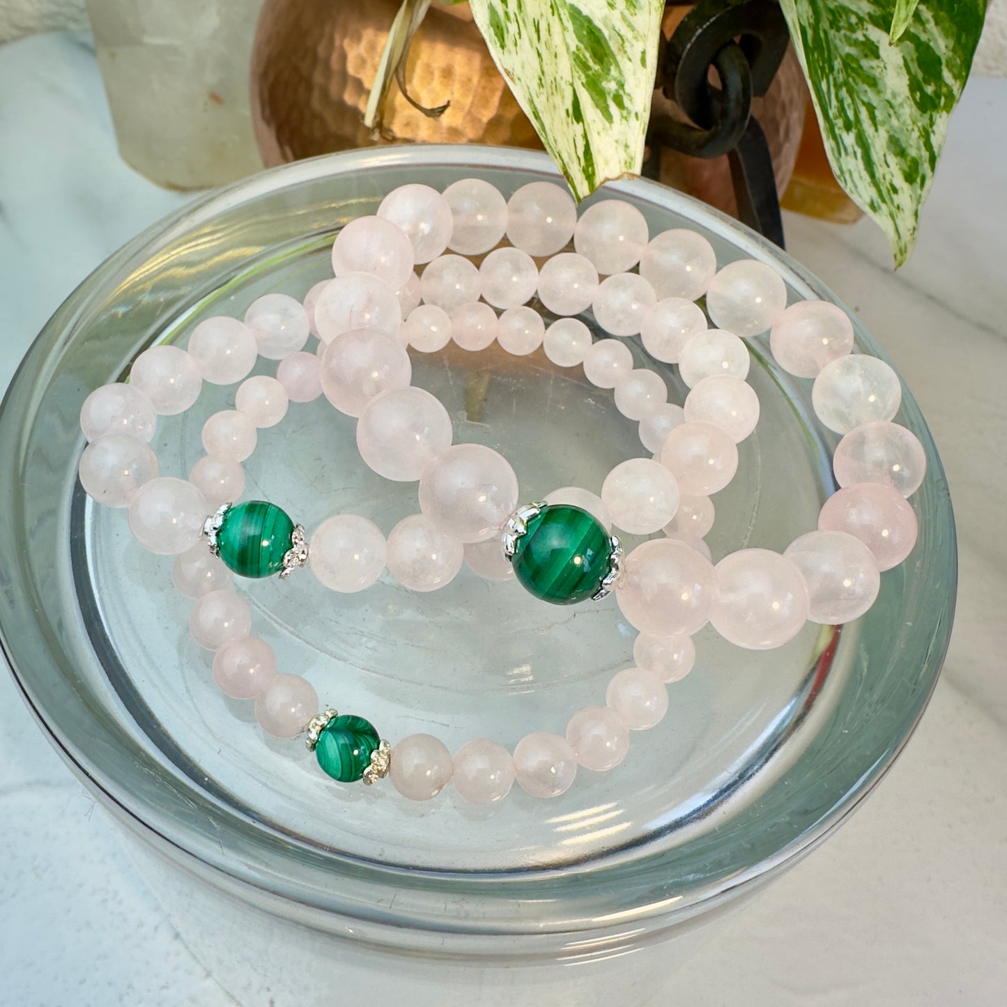 Love & Protection Bracelet β Rose Quartz with Malachite Bead
Self-Love | Emotional Healing | Boundaries