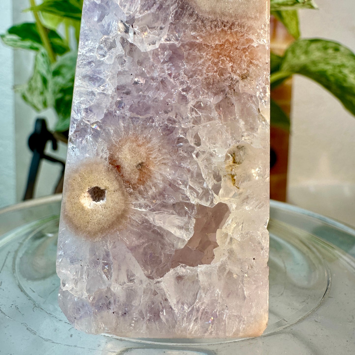 Amethyst Flower Agate Tower — 3.5 Inches
Spiritual Bloom • Tranquility • Feminine Energy