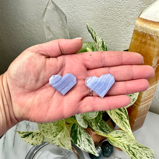 Blue Lace Agate Faceted Heart - 1 inch