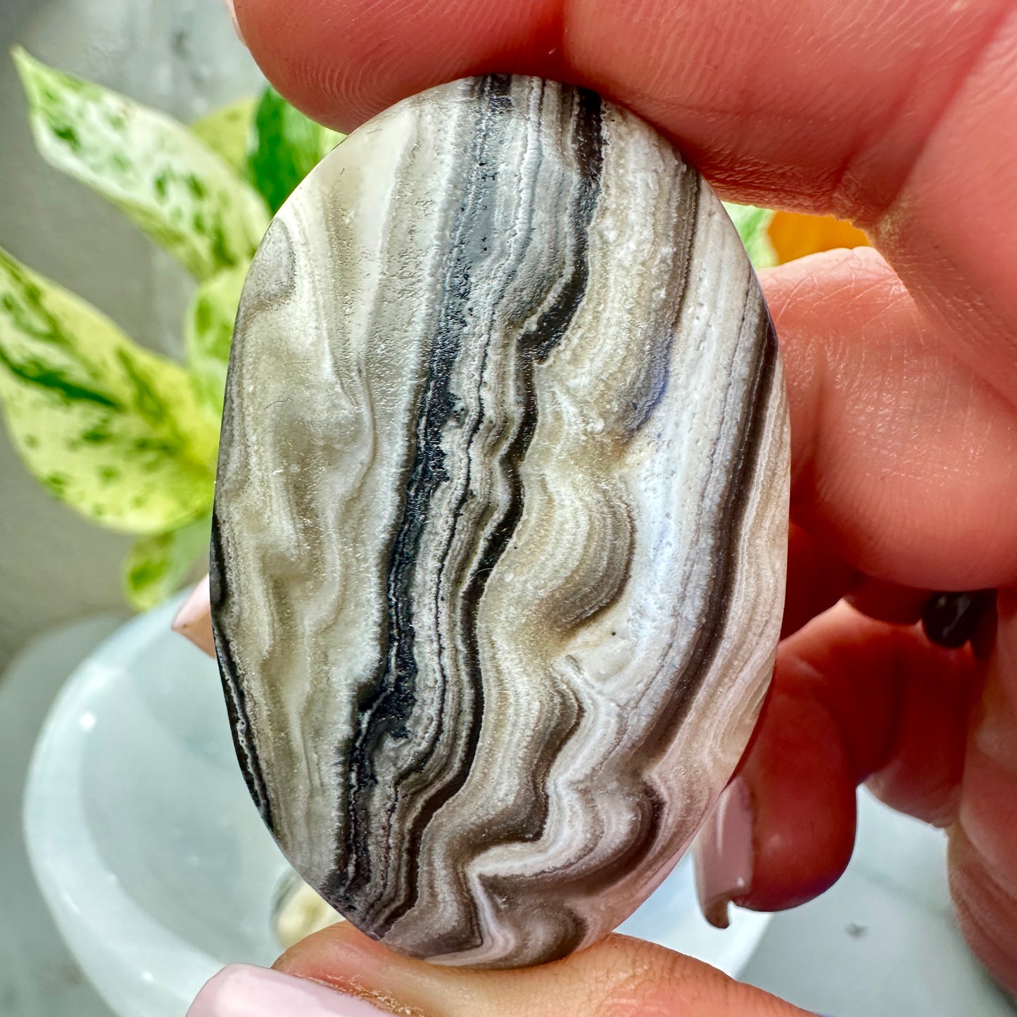 Panda Calcite Palm Stone