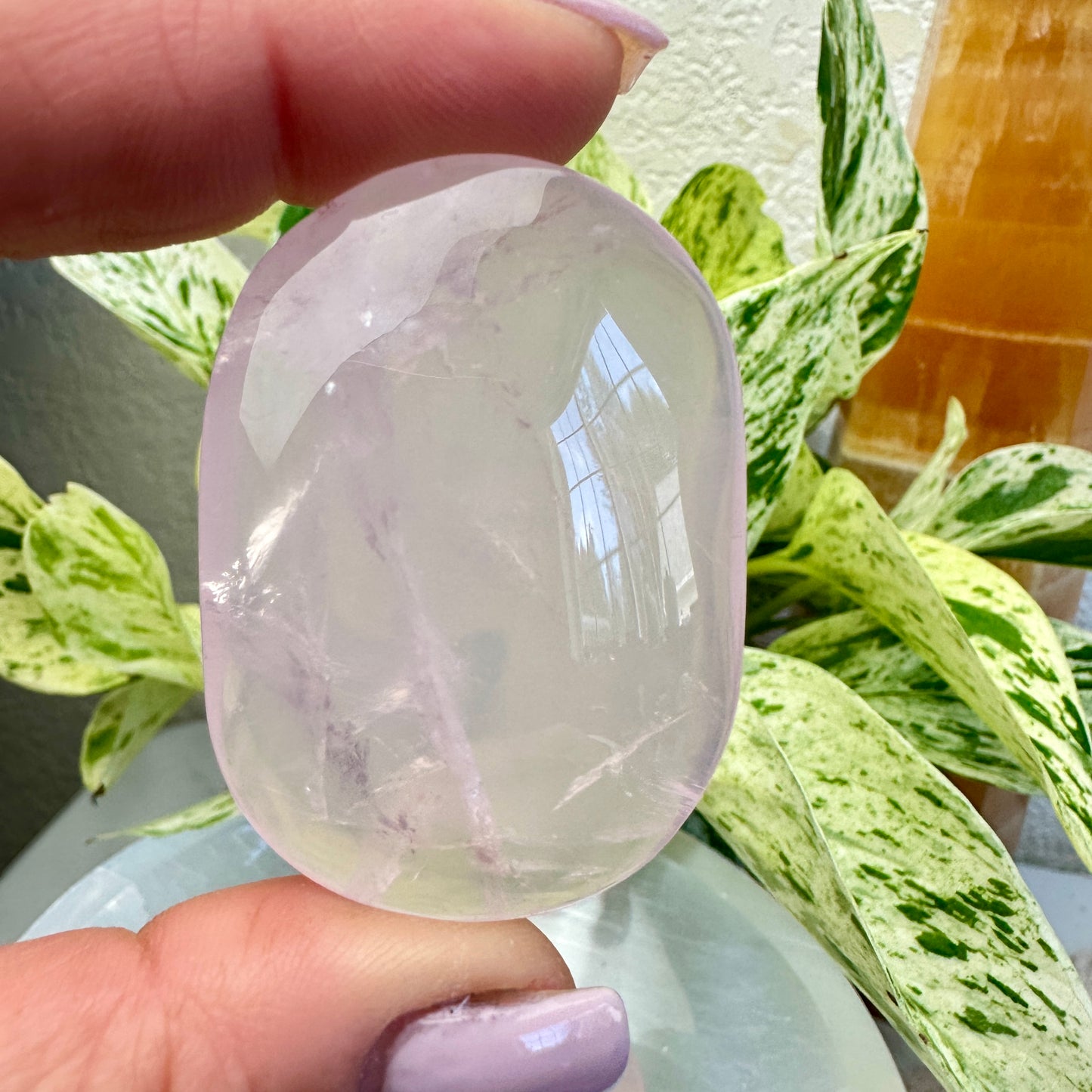 Gemmy Rose Quartz Palmstone
