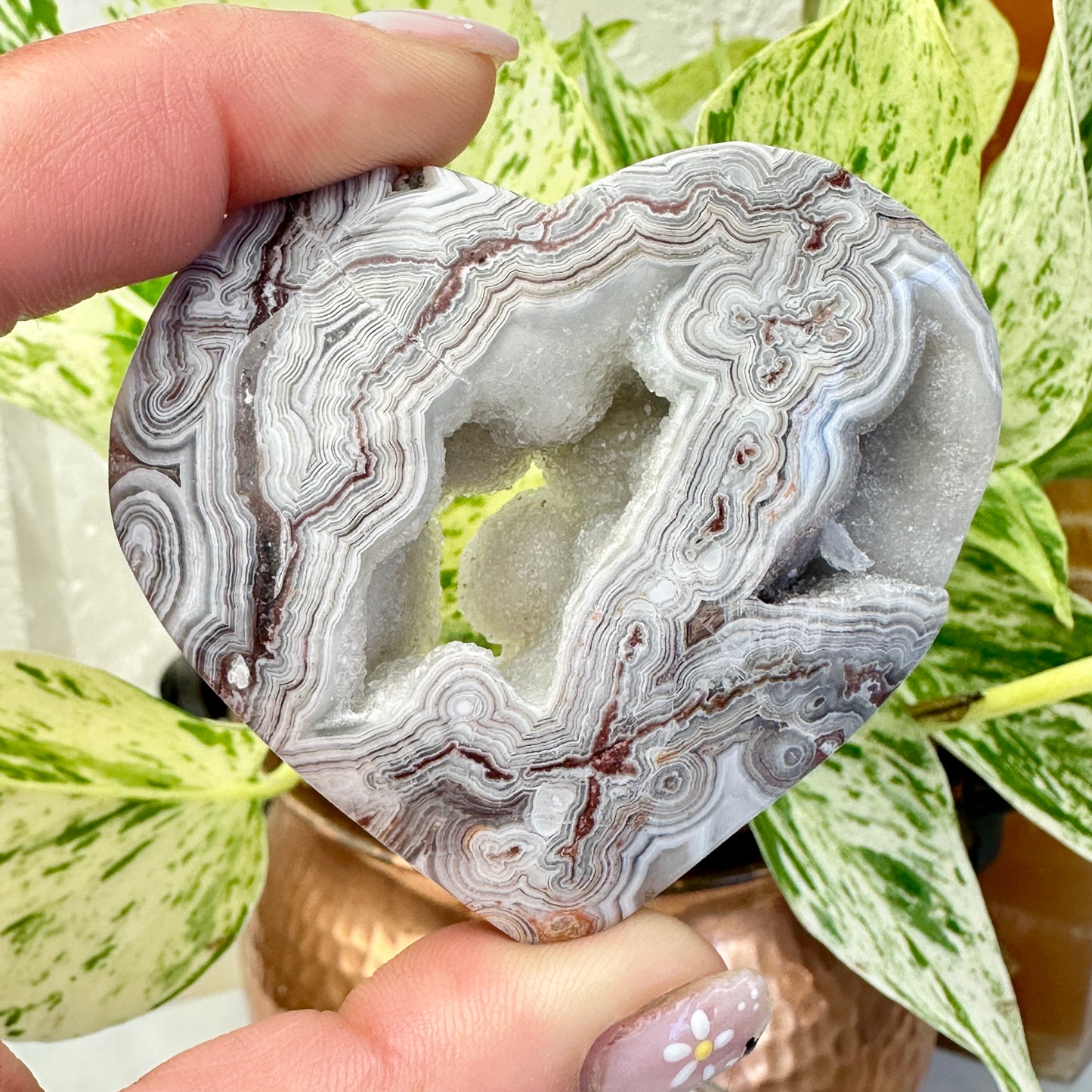 Druzy Mexican Crazy Lace Agate Hearts