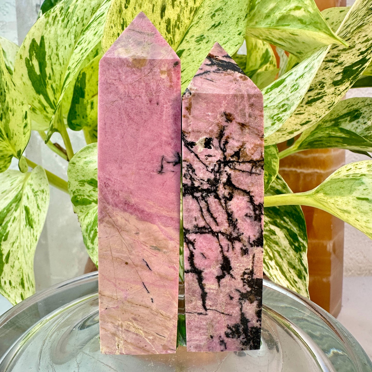 Rhodonite Towers — 3.5 to 3.9 inch
Emotional Balance | Self-Worth | Heart Healing