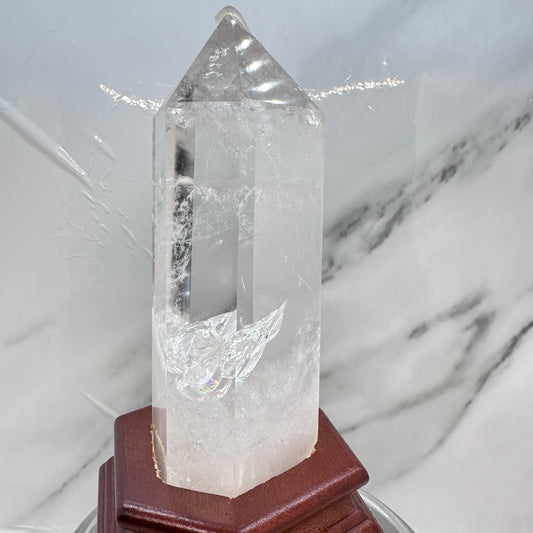 6in Clear Quartz Point with custom stand - Katie's Mystic Crystals