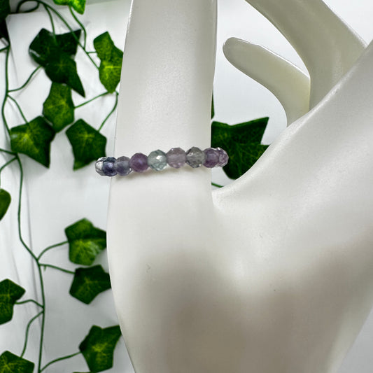 Rainbow Fluorite Heart Bead Ring - Katie's Mystic Crystals