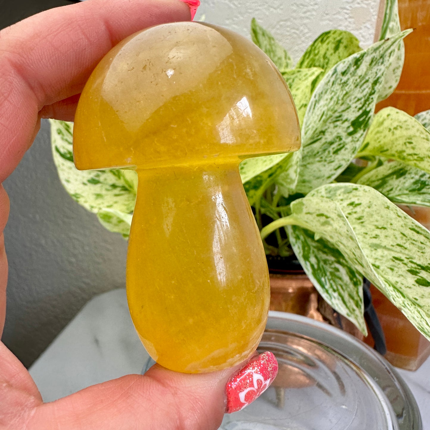 Yellow Fluorite Mushroom - 7oz, 2.8in