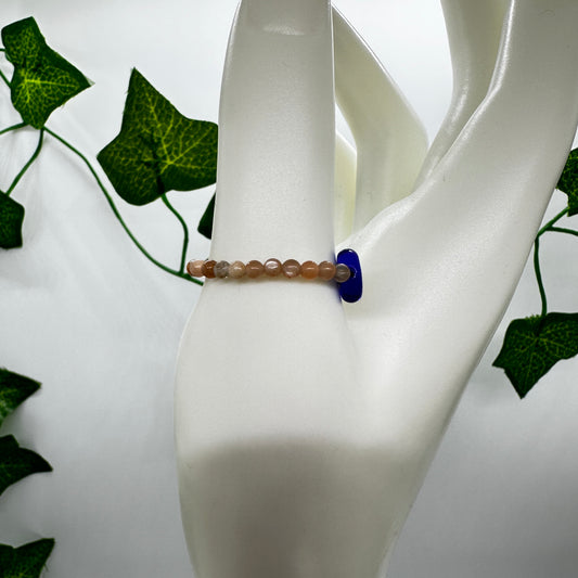 Sunstone with Moonstone Evil Eye Bead Ring - Katie's Mystic Crystals