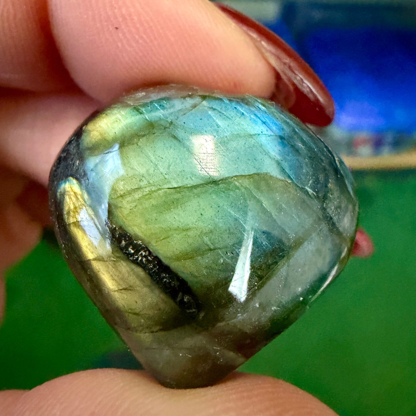 Mini Labradorite Puffy Heart Crystal | 1-Inch Intuition & Protection Stone | High Flash