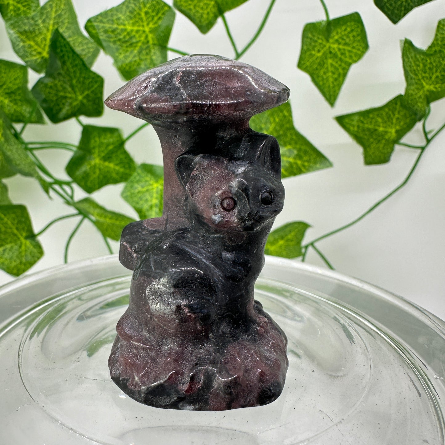 Mushroom Cat Carving - Katie's Mystic Crystals