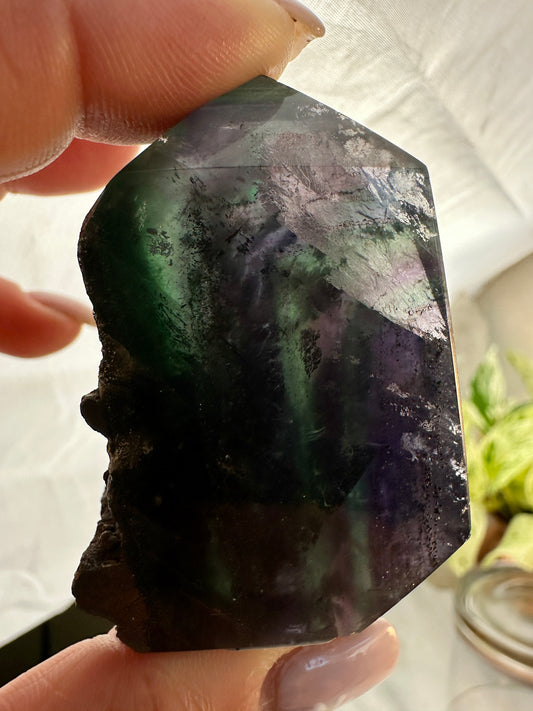 Pyrite in Fluorite Raw Edge Tower — G
2.2 in tall × 1.5 in wide × 0.8 in thick | 3.4 oz
Clarity | Prosperity | Energetic Shielding - Katie's Mystic Crystals