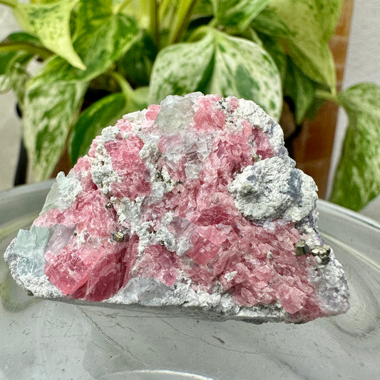 Rhodochrosite with Fluorite & Pyrite – Heart Healing + Intuition + Abundance (54g)