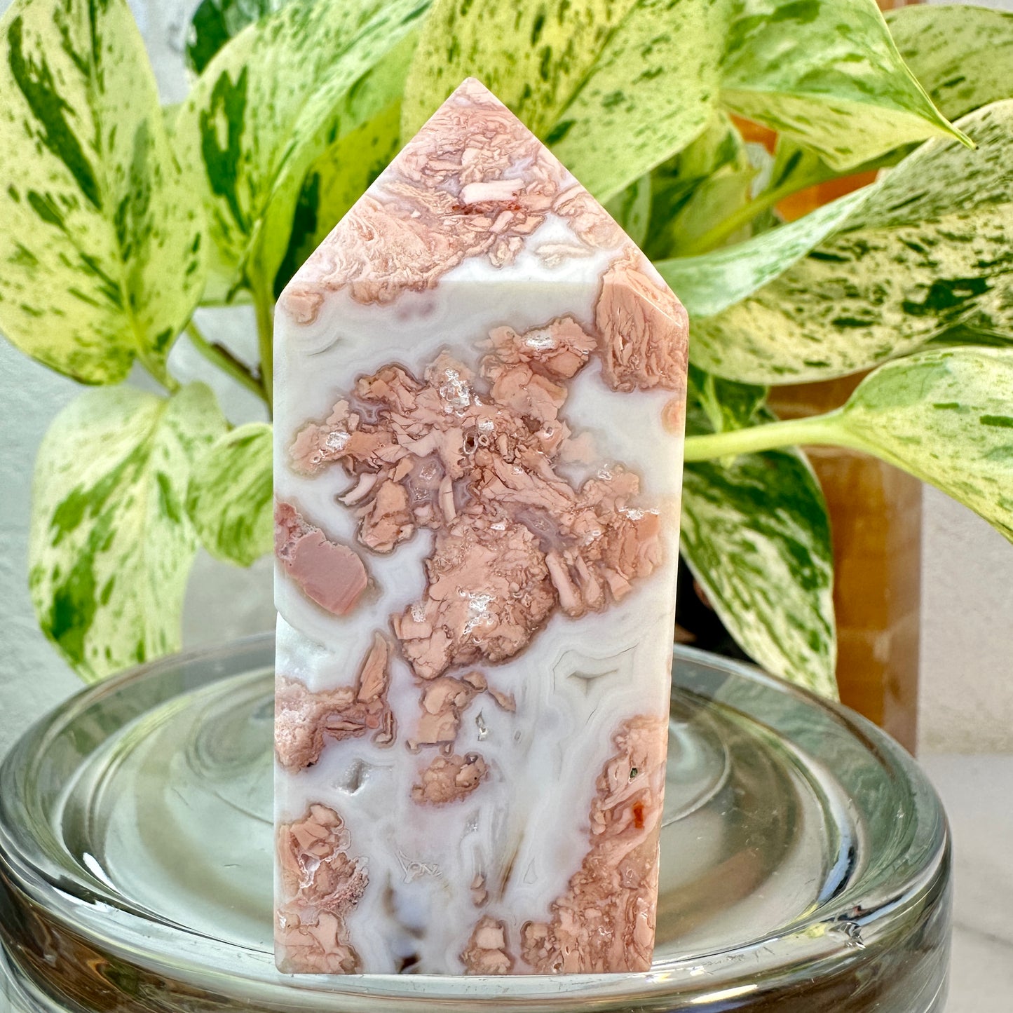 Pink Agate Tower — 3 inch
Emotional Stability | Nurturing | Grounded Love