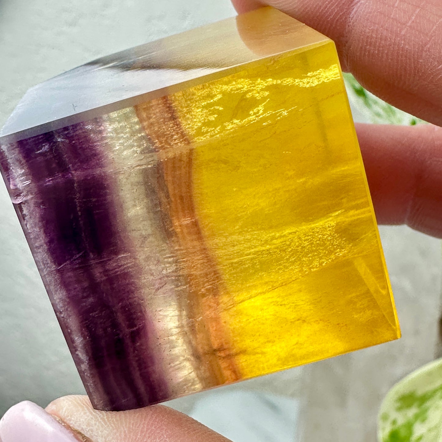 Yellow & Purple Banded Fluorite Cubes with Sparkling Mica — 1.2–1.4 inch
Clarity | Confidence | Spiritual Focus