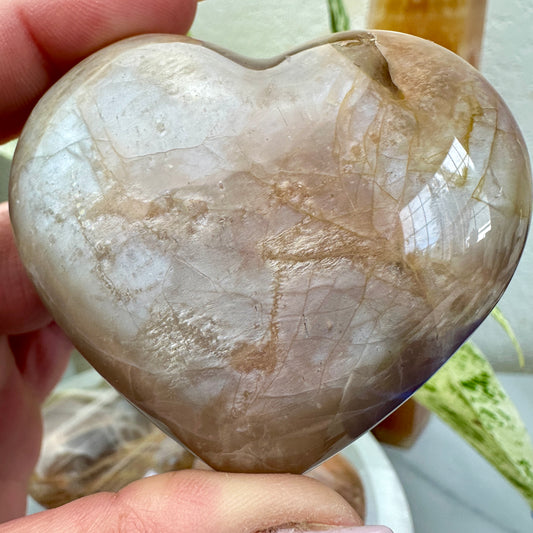 Large Peach Moonstone Hearts