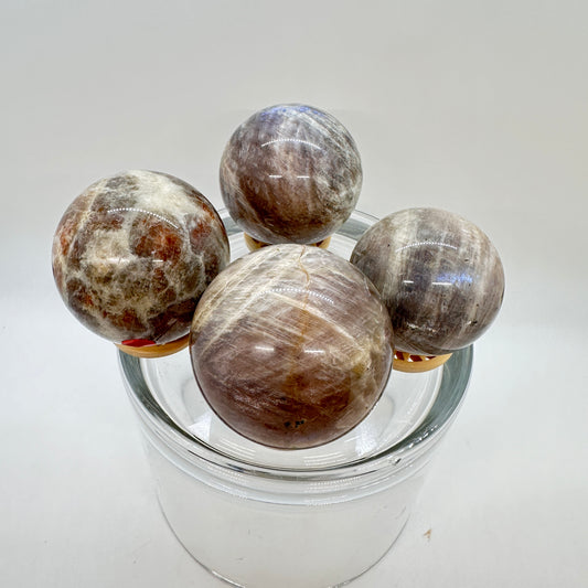 Moonstone with Sunstone Spheres - Katie's Mystic Crystals