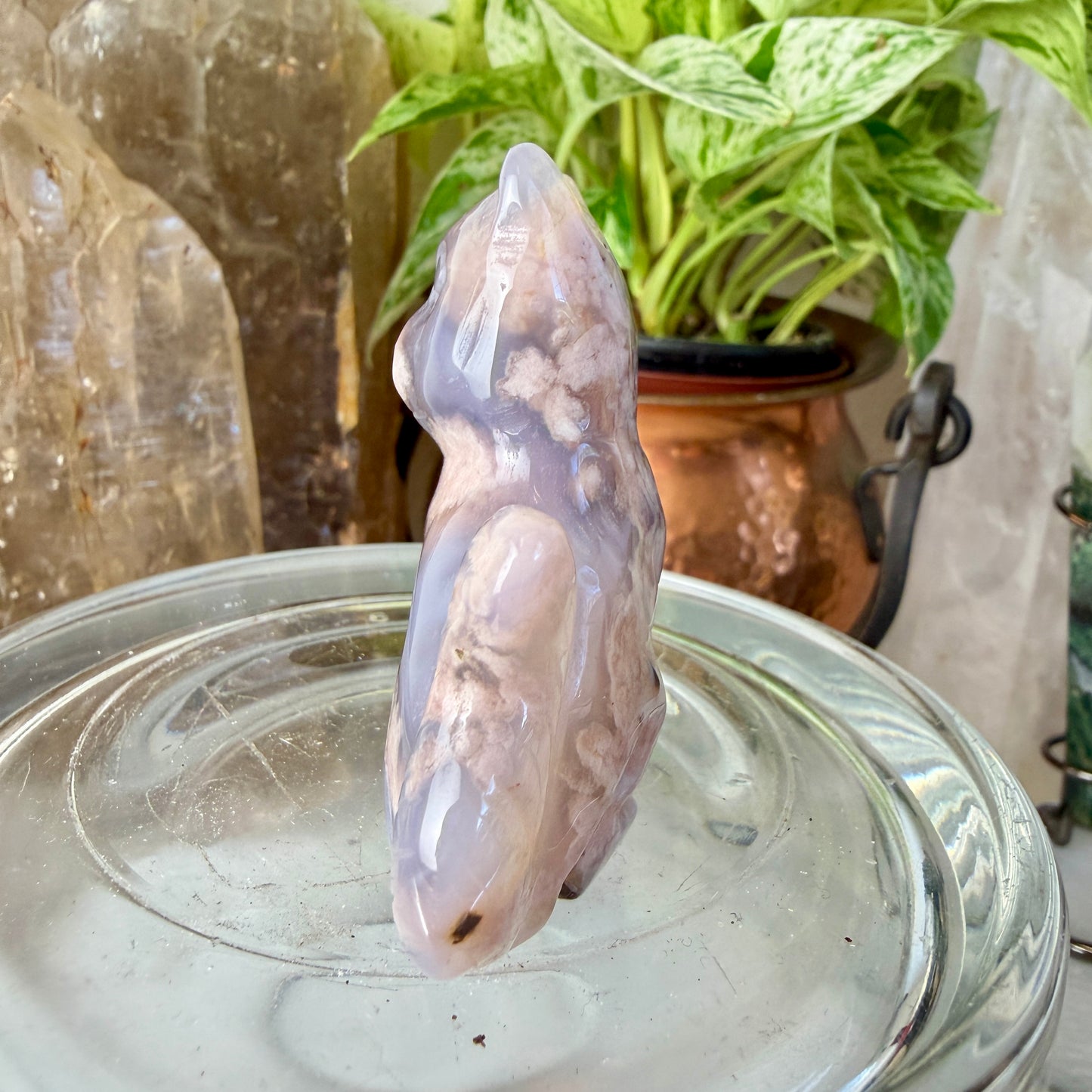 Polished Flower Agate Cat