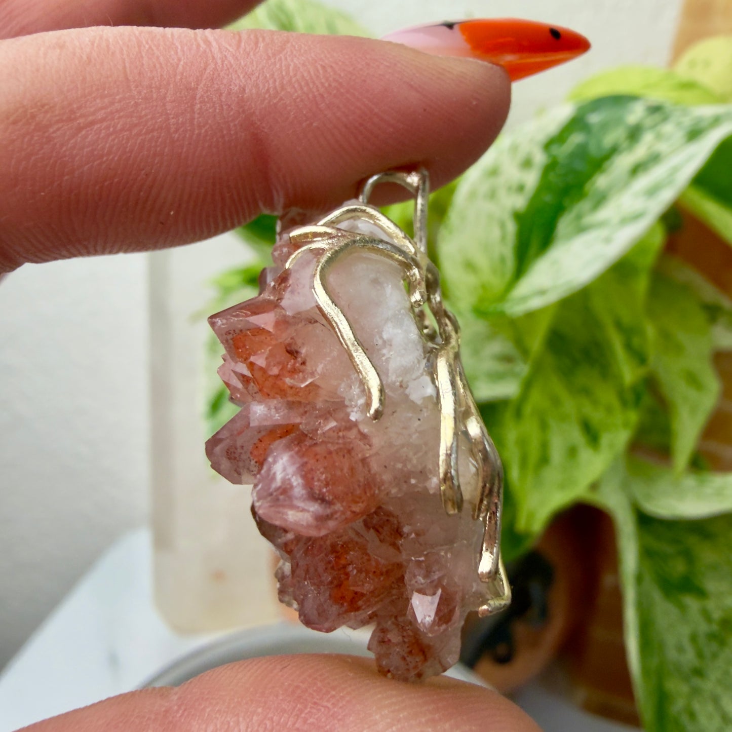 Red Phantom Quartz Pendant – 1.5 inch | Transformation • Strength • Inner Fire 🔥💎✨