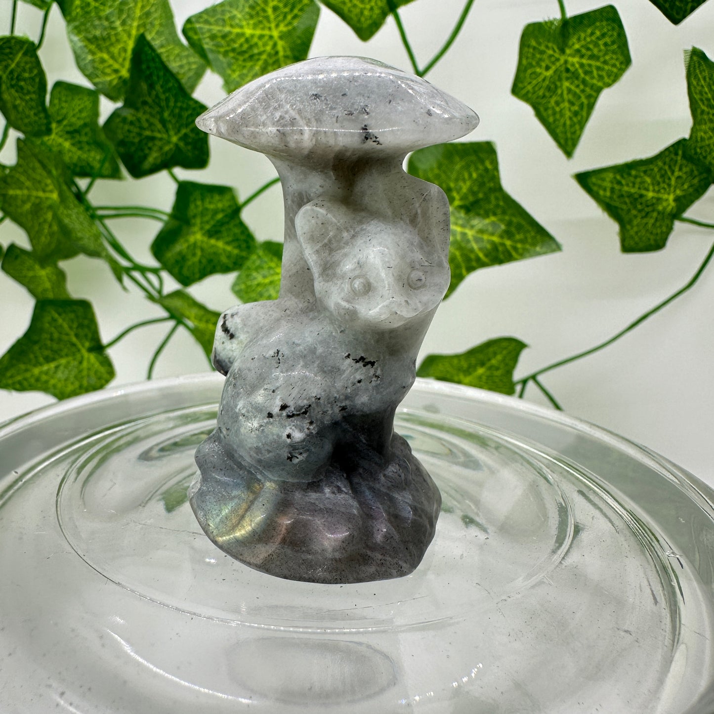 Mushroom Cat Carving - Katie's Mystic Crystals