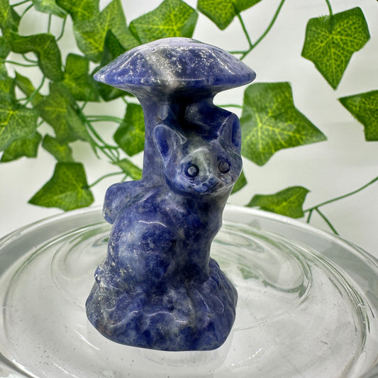 Mushroom Cat Carving - Katie's Mystic Crystals