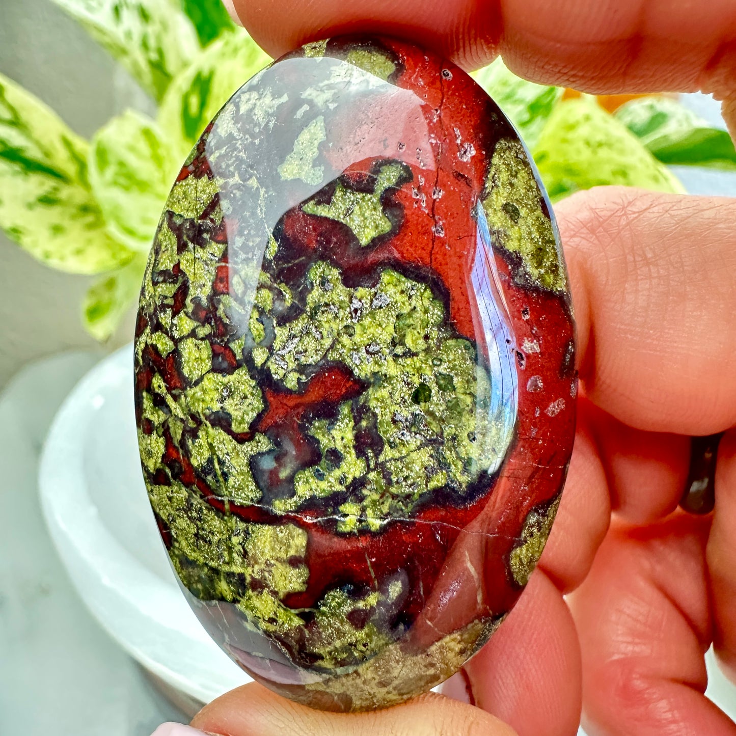 Dragons Blood Jasper Palm Stones - Strength | Courage | Life Force Energy