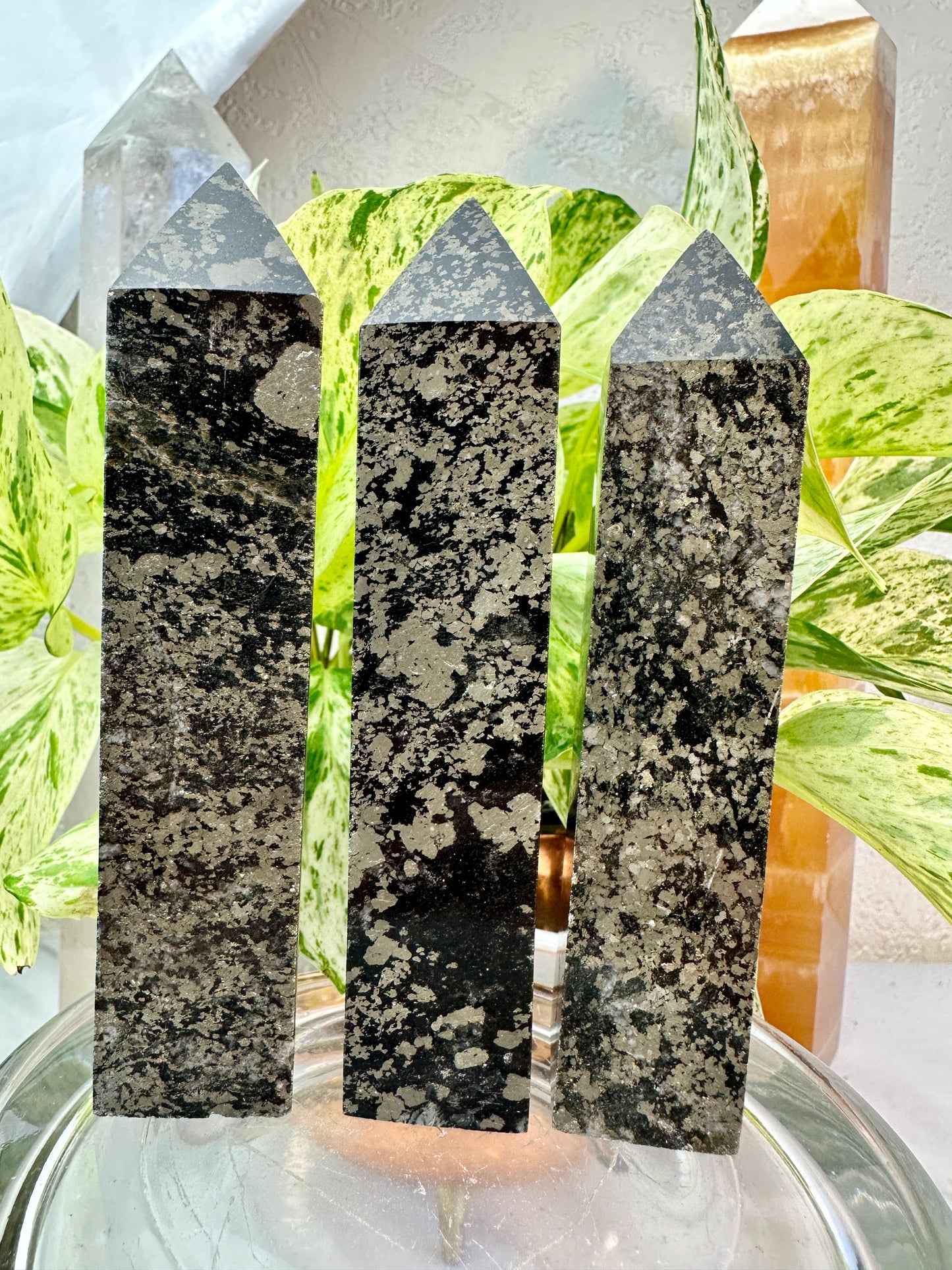 Black Pyrite Towers — 4.5 to 4.8 inch (Imperfect)
Protection | Manifestation | Confidence