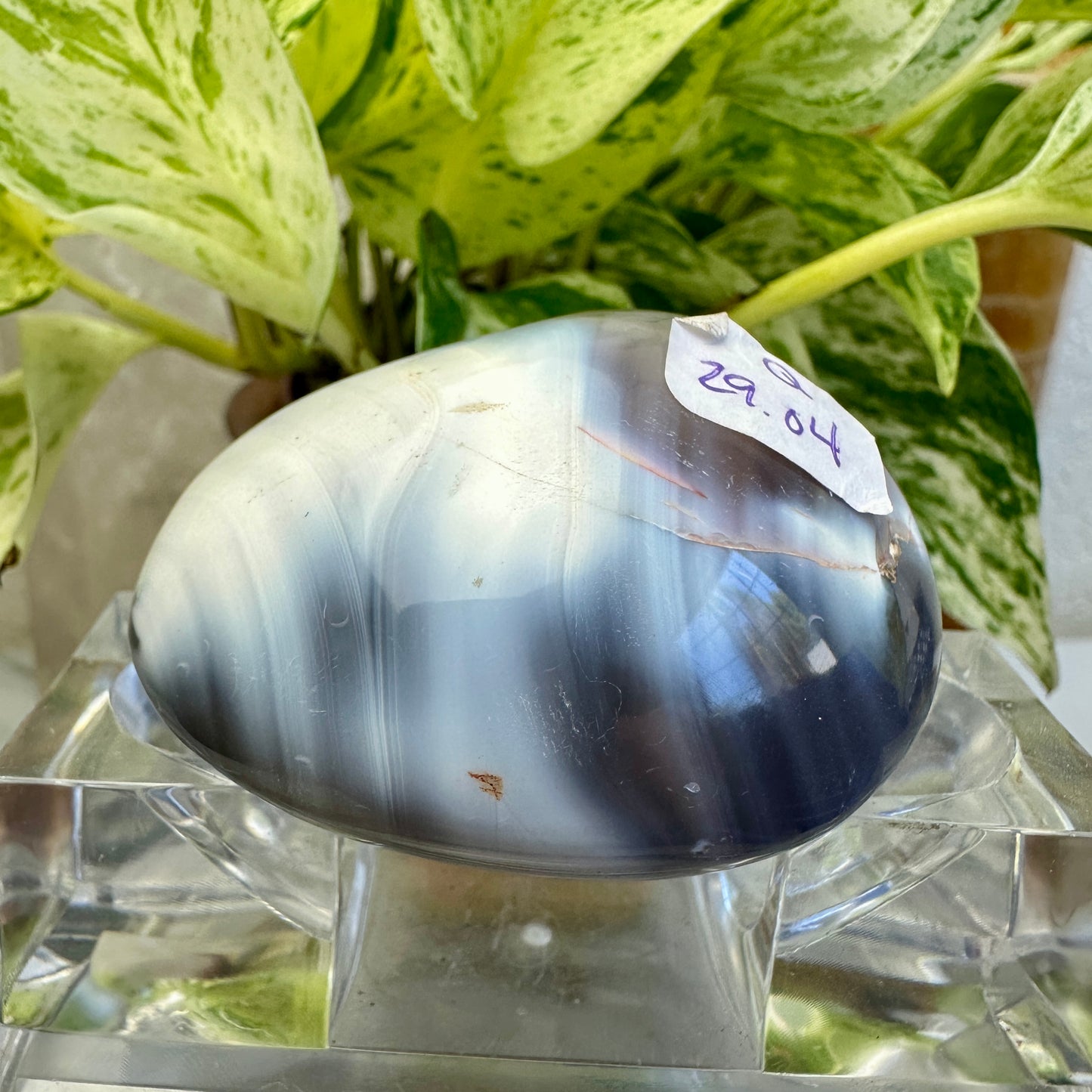 Large Banded Orca Agate Palm Stone (Q)