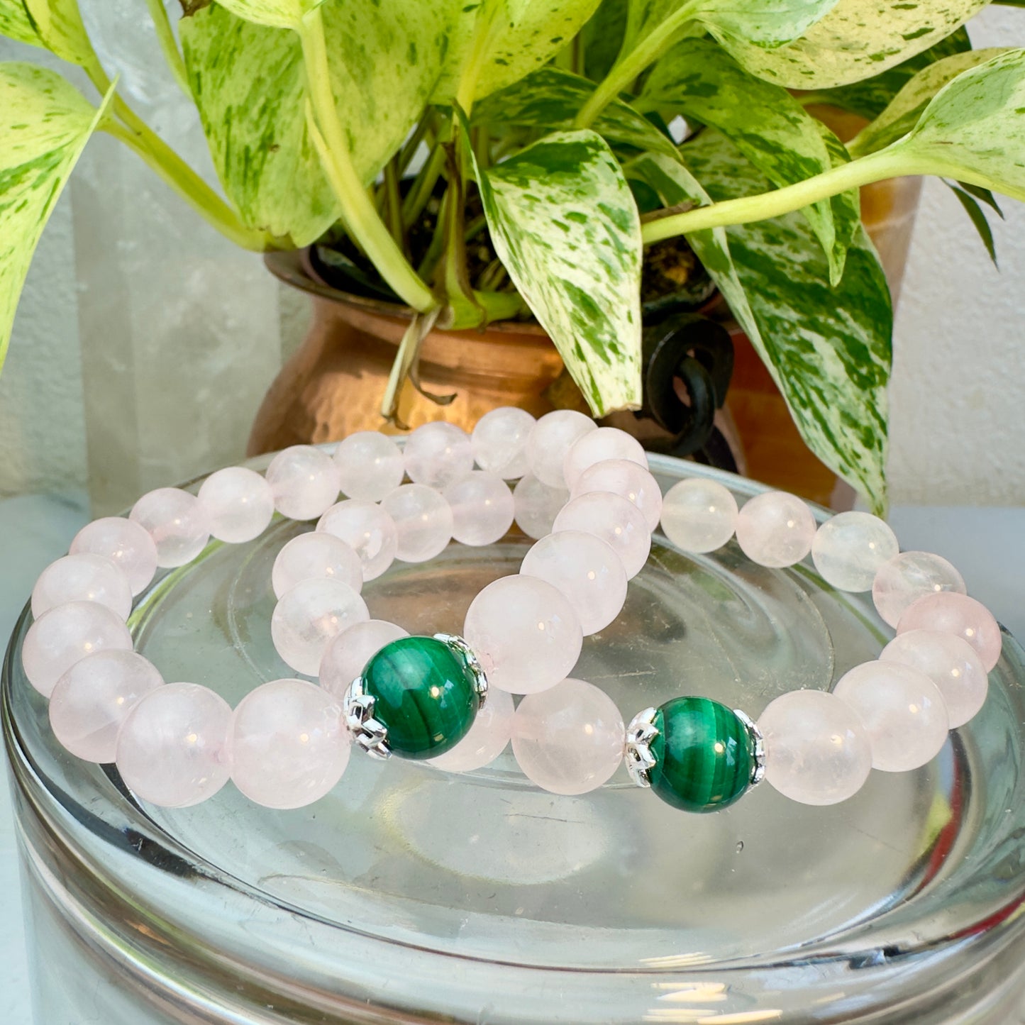 Love & Protection Bracelet β Rose Quartz with Malachite Bead
Self-Love | Emotional Healing | Boundaries