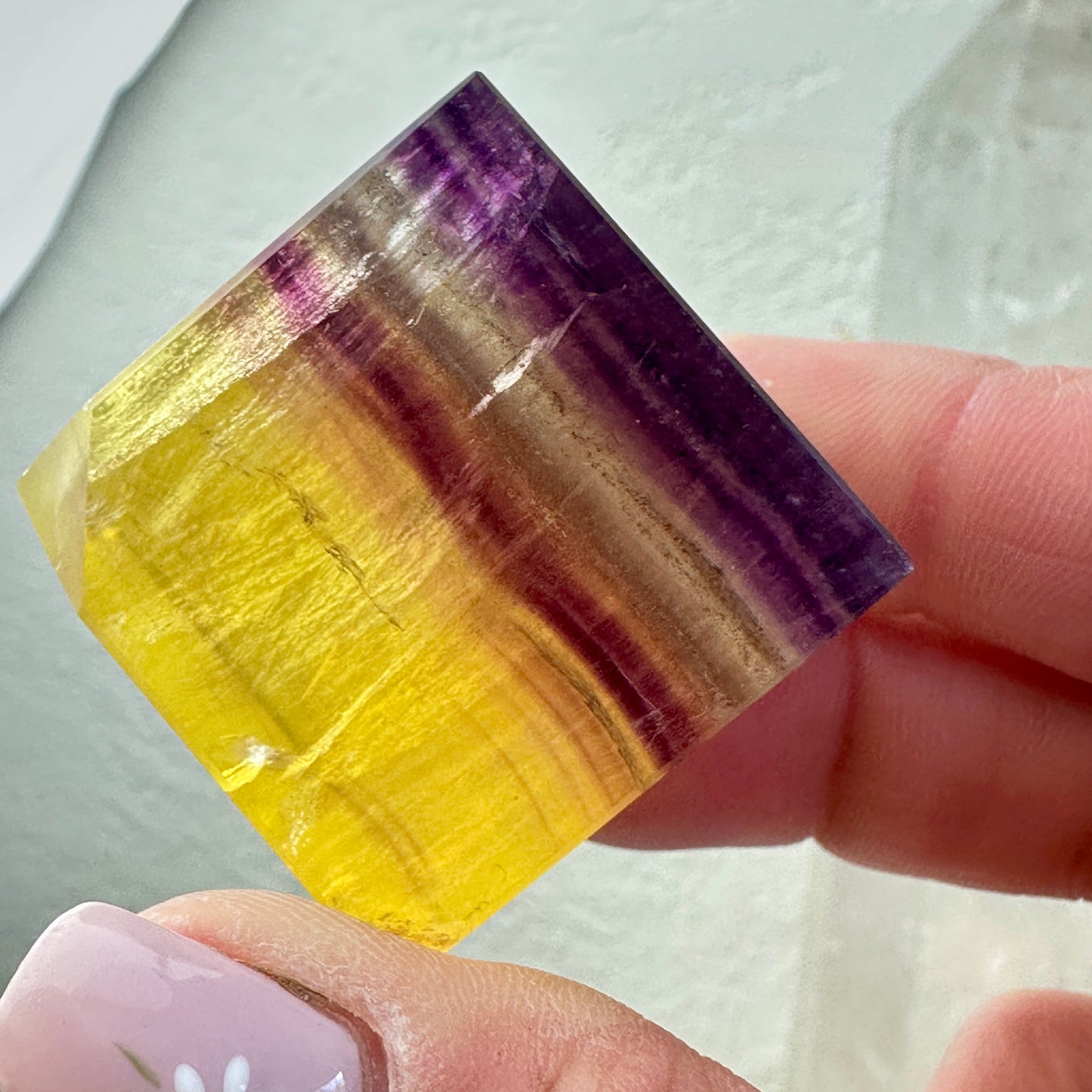 Yellow & Purple Banded Fluorite Cubes with Sparkling Mica — 1.2–1.4 inch
Clarity | Confidence | Spiritual Focus