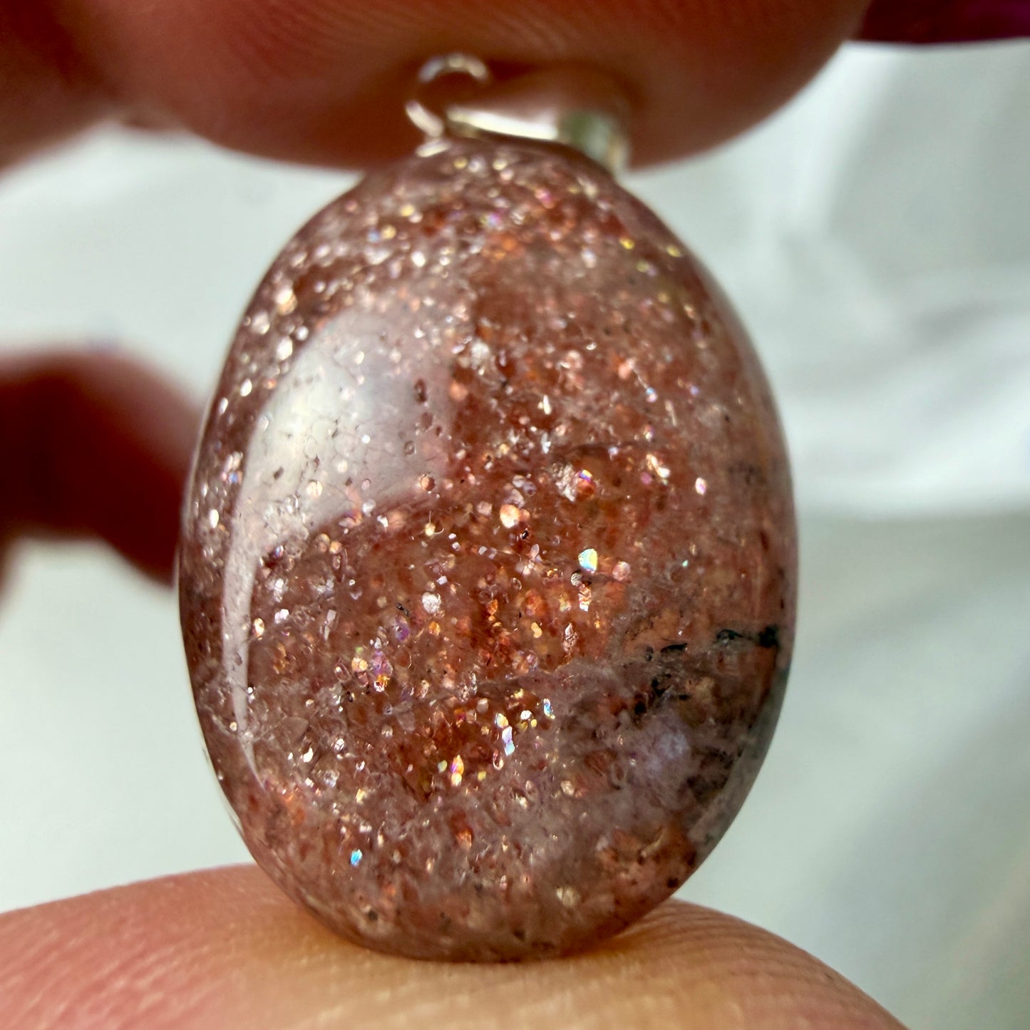 Oval Strawberry Quartz Pendant Necklace | 20mm Intuitive Pick | Love & Joy Crystal Jewelry