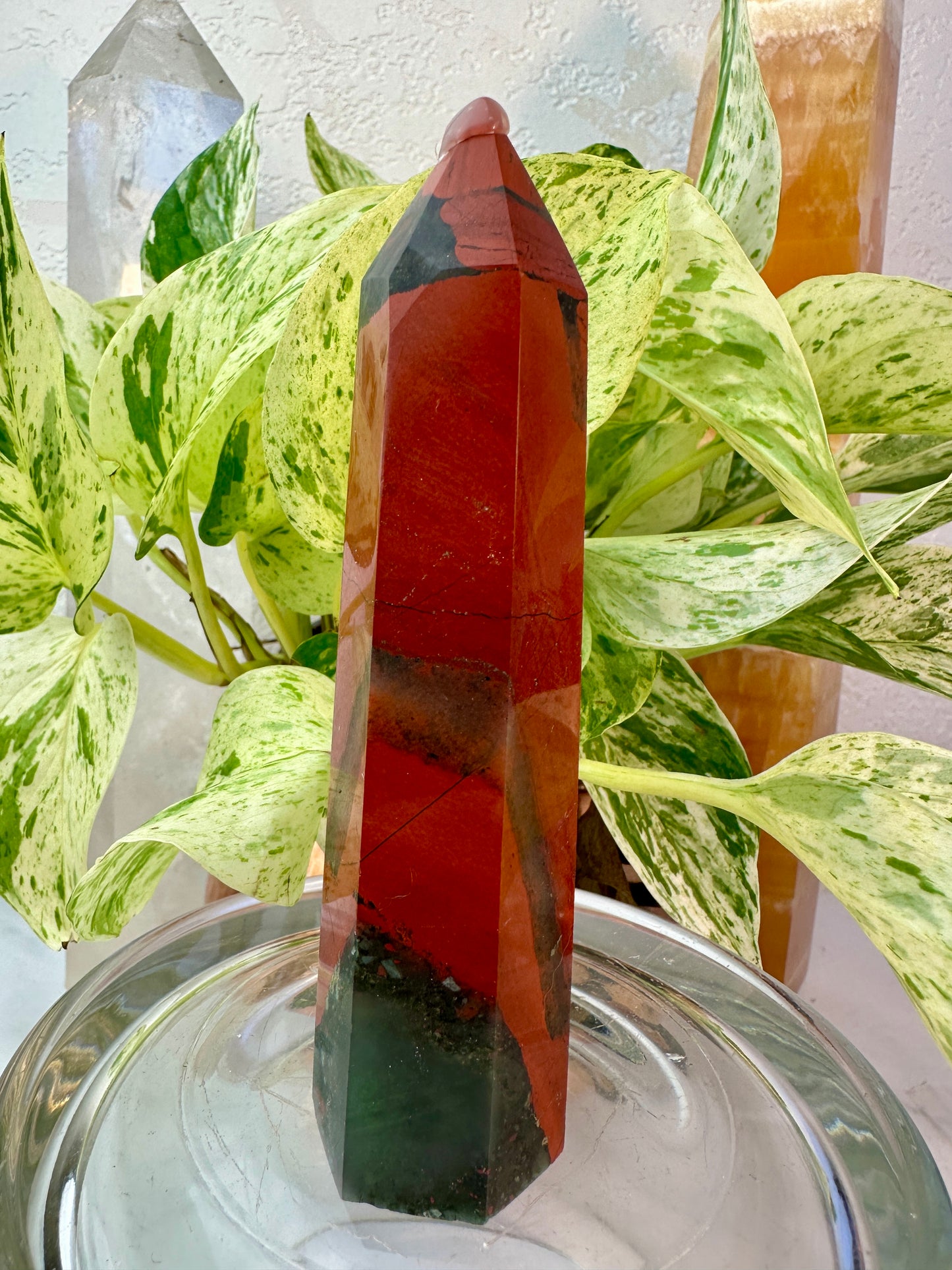African Bloodstone Point — 4.7 inch
Courage | Strength | Grounded Vitality