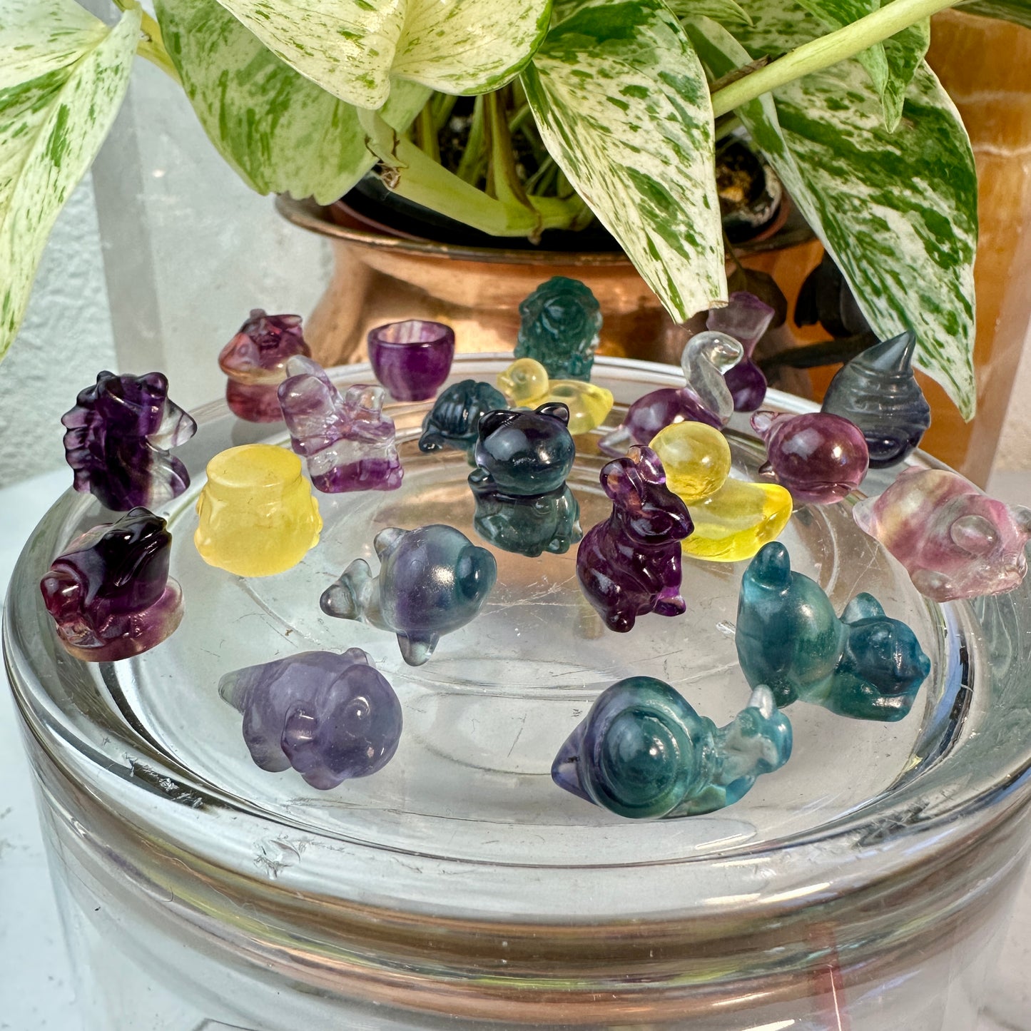 Mini Fluorite Crystal Figurines - Micro Mini Figurines - Natural Crystal Home Decor