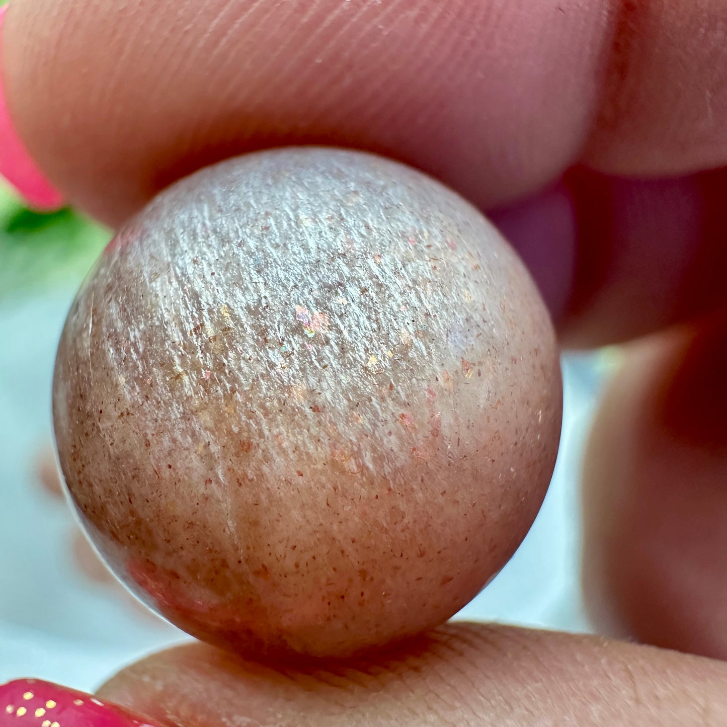 Micro Mini Peach Moonstone with Sunstone Sphere