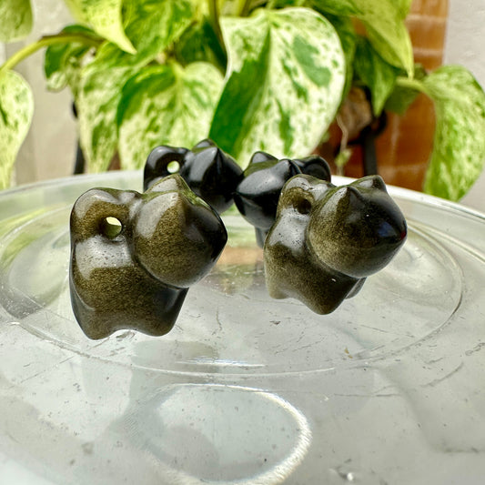 Silver and Gold Sheen Obsidian Cats