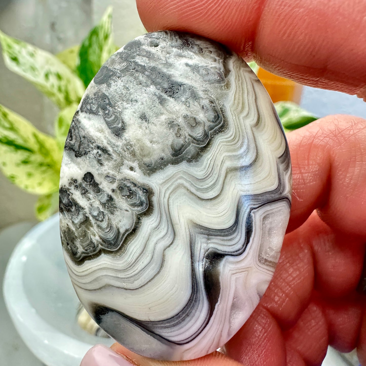 Panda Calcite Palm Stone