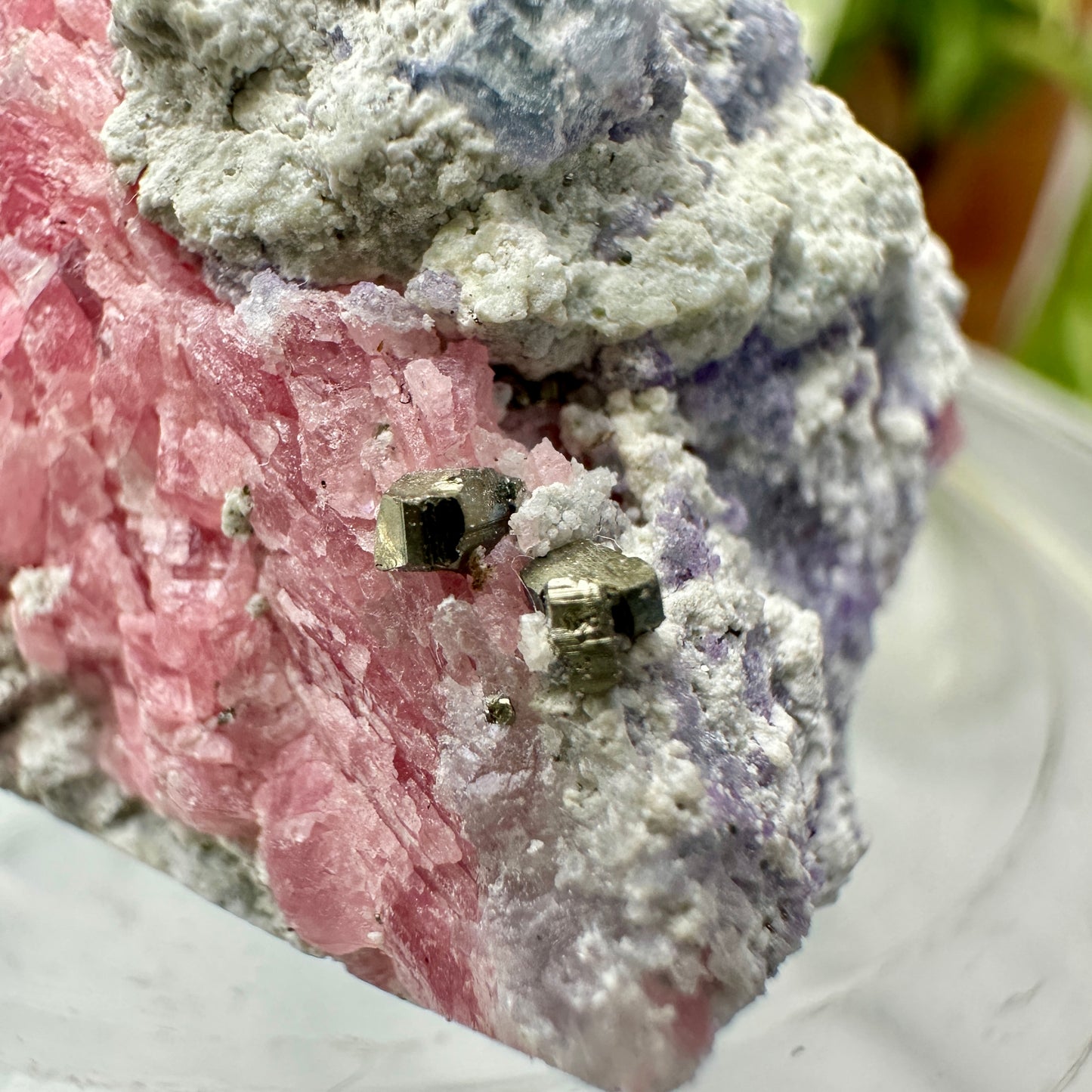Rhodochrosite with Fluorite & Pyrite – Heart Healing + Intuition + Abundance (54g)
