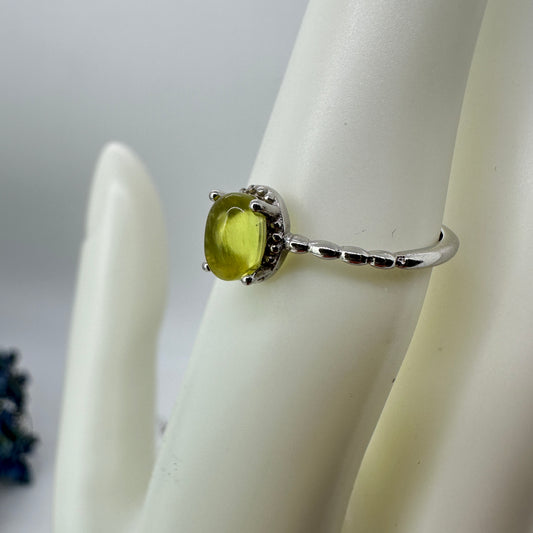 Prehnite Adjustable 925 Silver Ring - Katie's Mystic Crystals
