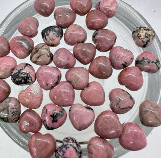 Mini Rhodonite Hearts - 0.6 inch