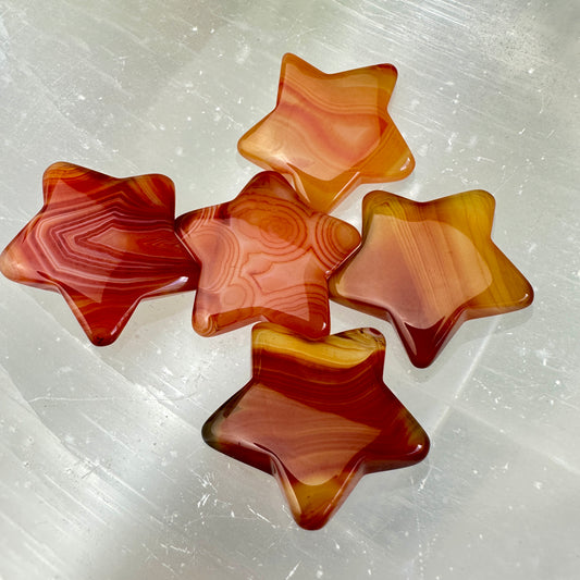 Banded Carnelian Stars — 1 inch
Motivation | Vitality | Creative Fire