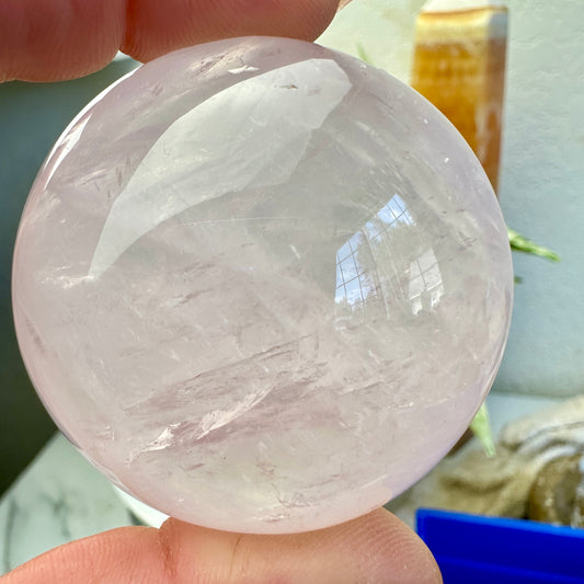 Gemmy Rose Quartz Palm Stone - 2 inch