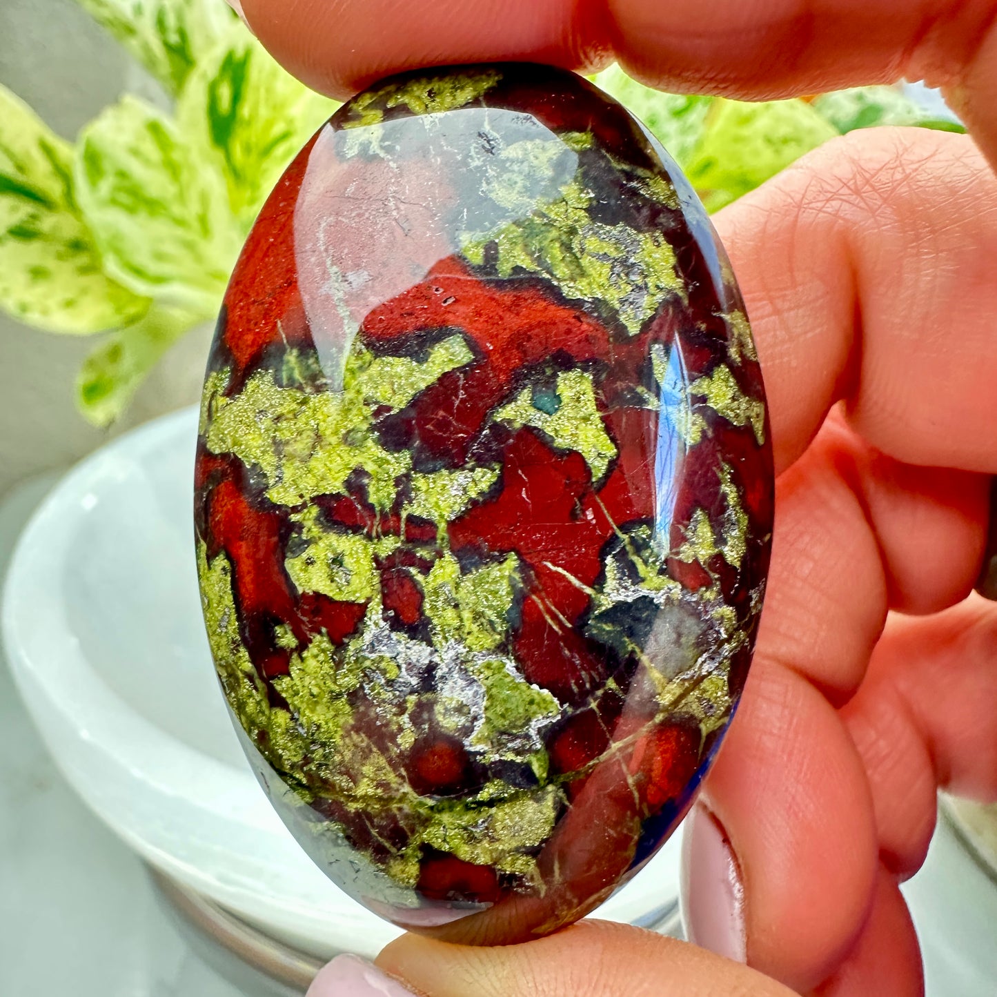Dragons Blood Jasper Palm Stones - Strength | Courage | Life Force Energy