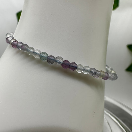 Minimalist Faceted Rainbow Fluorite Bracelet - Katie's Mystic Crystals