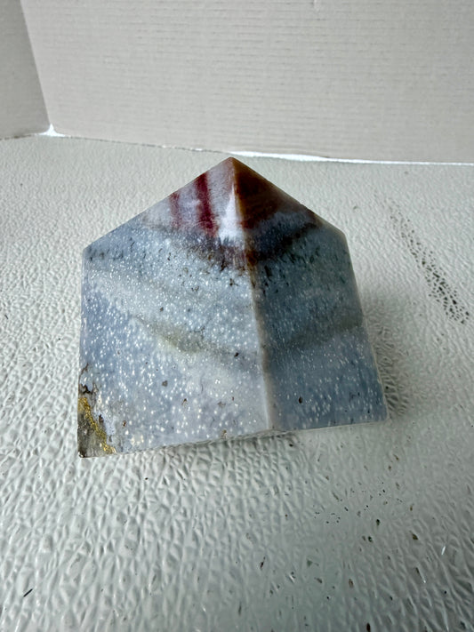 Natural Ocean Agate 3D Cube (654g / 1.44 lbs) – Vintage Old Stock Geometric Carving with Orbicular Eyes