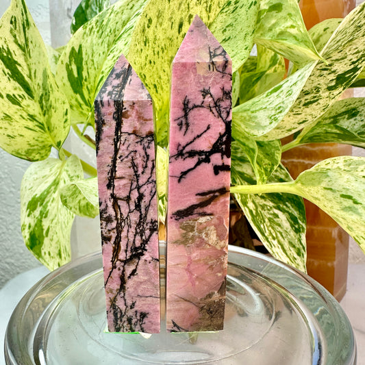 Rhodonite Towers — 3.5 to 3.9 inch
Emotional Balance | Self-Worth | Heart Healing
