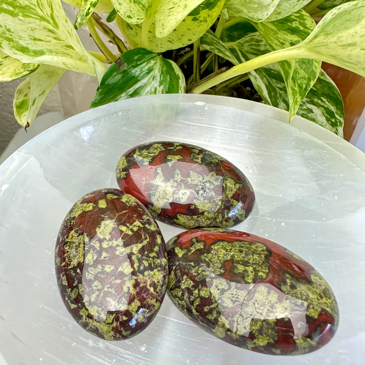 Dragons Blood Jasper Palm Stones - Strength | Courage | Life Force Energy