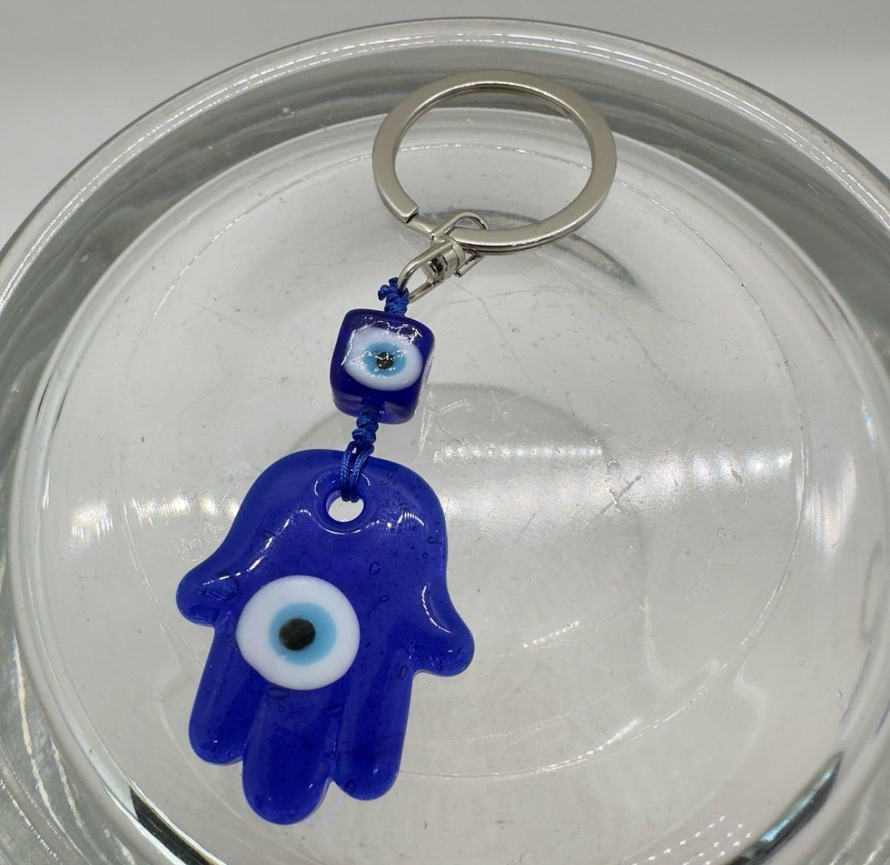 Glass Evil Eye Keychain