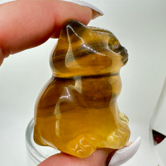Yellow Fluorite Cat - Katie's Mystic Crystals