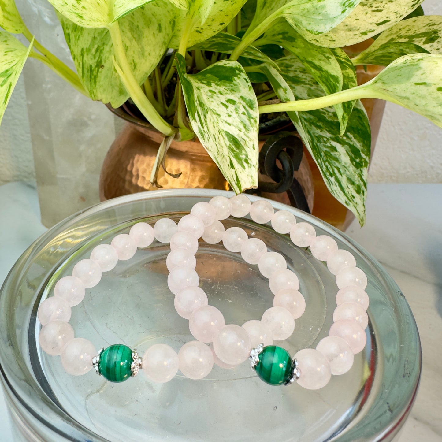 Love & Protection Bracelet β Rose Quartz with Malachite Bead
Self-Love | Emotional Healing | Boundaries
