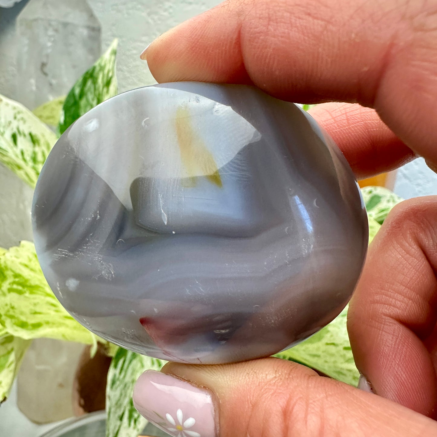 Large Banded Orca Agate Palm Stone (Q)